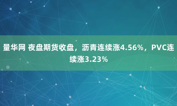 量华网 夜盘期货收盘，沥青连续涨4.56%，PVC连续涨3.23%